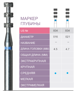 Prima Classic - 834-016М бор алмазный маркировочный для турб. наконечника FG -1шт