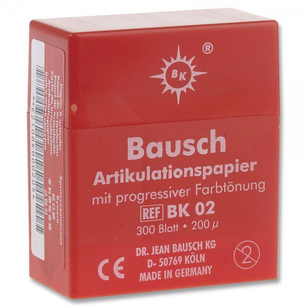 Артикуляционная бумага Bausch - BK 02 красная прямая 300 листов, 200 мкм 