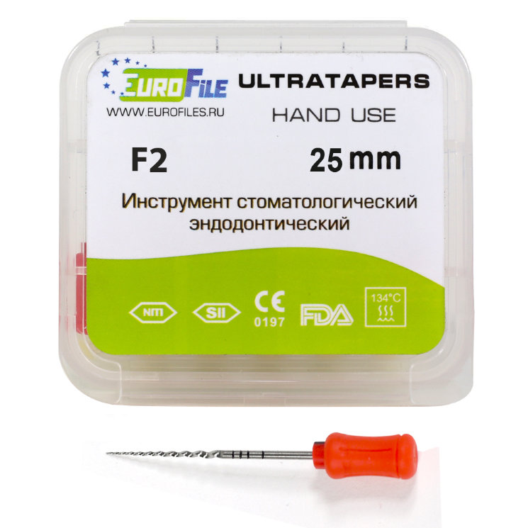 Eurofile - Ultratapers Hand F2 25 мм ручные файлы 6шт.