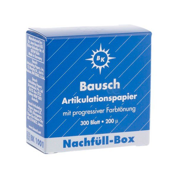 Артикуляционная бумага Bausch - BK 1001 синяя прямая 300 листов, 200 мкм 