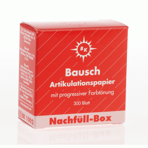 Артикуляционная бумага Bausch - BK 1002 красная прямая 300 листов, 200 мкм 