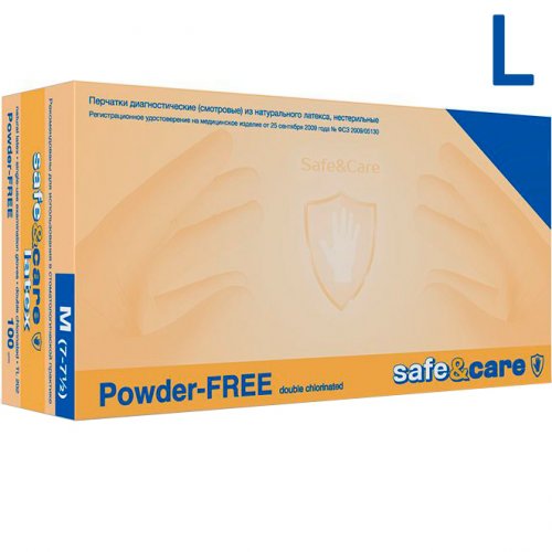 Safe&Care - Перчатки латексные (TL202/1000) 8-9 L 100шт