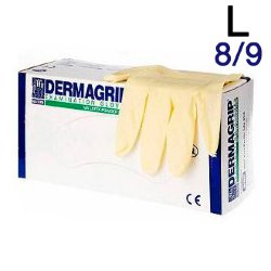 DERMAGRIP Classic - Перчатки латексные 8-9 L 100шт