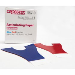 Артикуляционная бумага Crosstex -  89мкм, красная-синяя (72 листов) ПОДКОВА