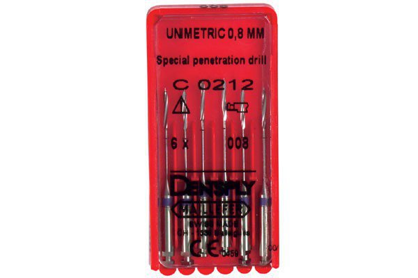 Maillefer - Unimetric дриль 0.8 mm 1к 308 красн ПЕН 6шт.